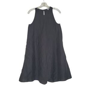 James Perse Black Linen Halter Trapeze Romper with Pockets Size 2 Resortwear